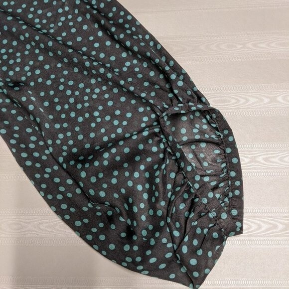 LOFT Shear Long Sleeve Blouse Gray Blue Spots Boat Neck Top M - Picture 4 of 10